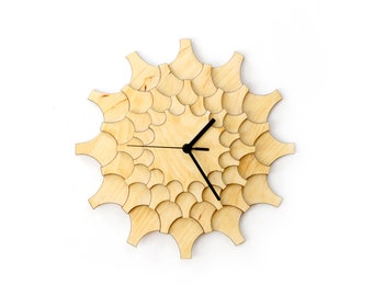 Handmade wall clock, handmade home decor, unique noiseless wall clock, wall clock wood - Cogwheel natural by ardeola