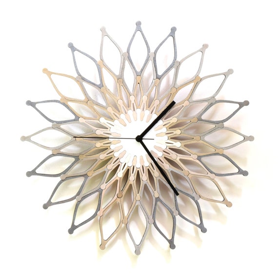 3 Extra Large Size Handmade Organic Wall Clock with Golden Shades by ardeola Gigantic Sunflower Clock