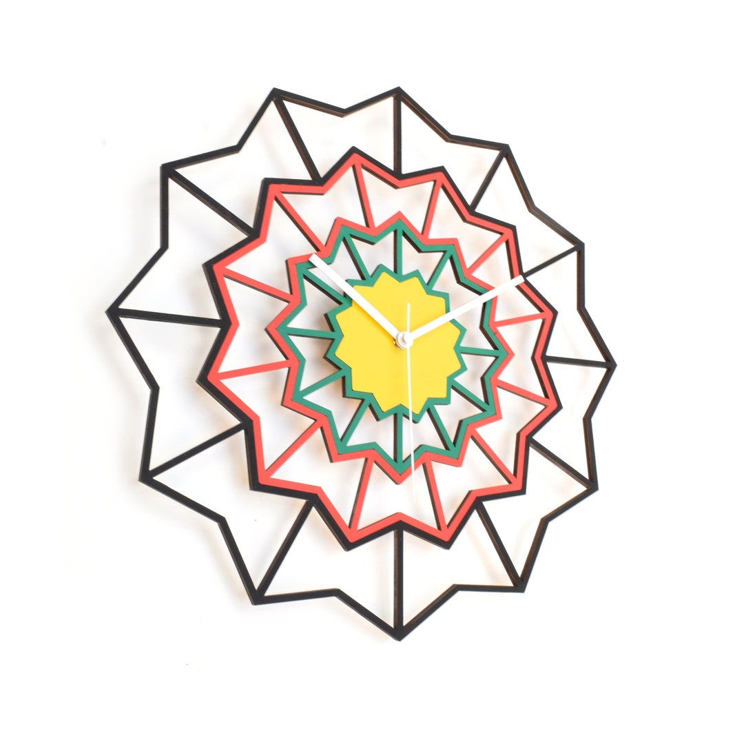 African Wall Clock Black, Red, Green, and Yellow Wall Clock