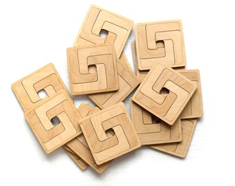 Geometric Wooden Coasters: Laser Cut Birch Plywood Set