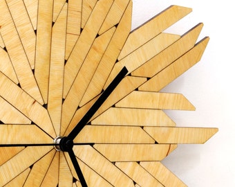 Natural Wood Wall Clock / Unique mid-century modern clock / Wood wall decor in Scandinavian style // Haystack natural wall clock