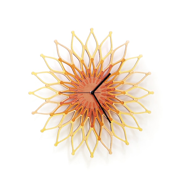 Elegant Delicate Wall Clock, Copper / Gold Color Wall Art - Fireworks II