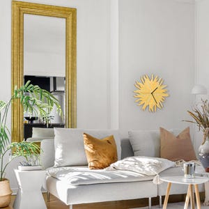 Unique wood wall clock: organic wall clock in shades of gold and yellow / Handmade wall decor // Haystack gold clock for wall