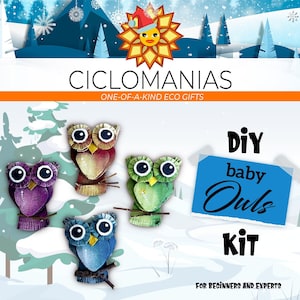 Kit de búho para bebé. Actividad familiar y manualidad divertida para niños. Kit con patrones y tutoriales. Regalo ecológico personalizado. Arte con cartón.