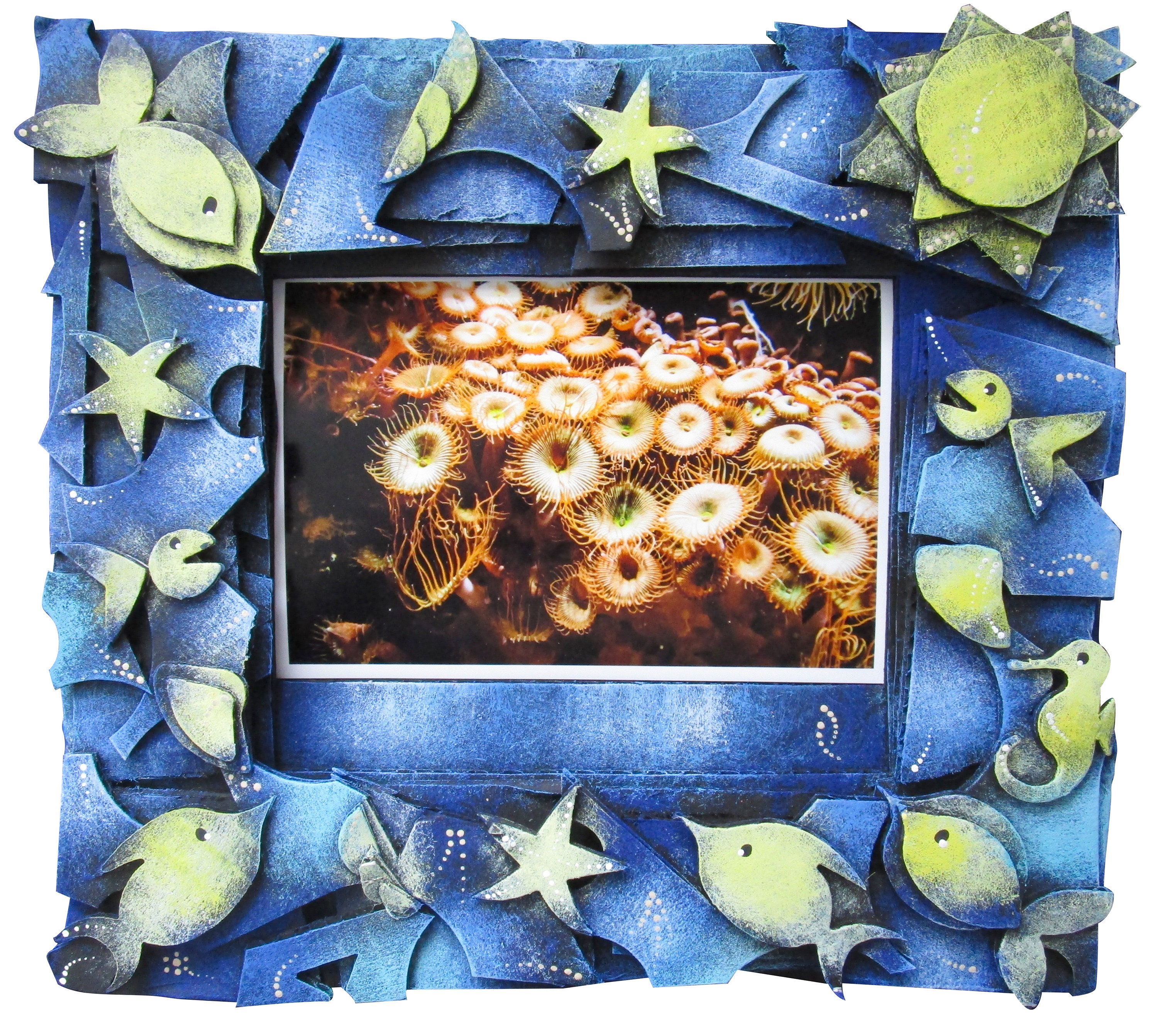 Wall hanging Ocean Frame. Cardboard photo frame 4 x6. Fish Etsy