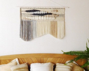 Large wall art tapestry Large woven wall hanging Macrame wall hanging art Yarn wall hanging Wedding backdrop decor Coffee brown gray beige