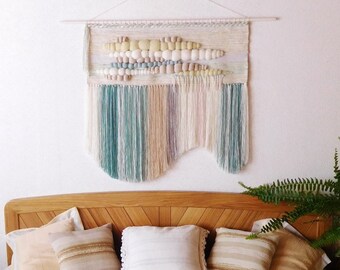 Boho wanddecor Extra grote geweven muuropknoping Boho bruiloftsdecor Muurgeweven ophanging Grote macramé muurophanging Groen decor