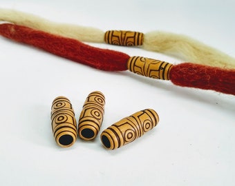 Dread beads wooden optics / clay immitate / tribal beads / natural dread jewelry