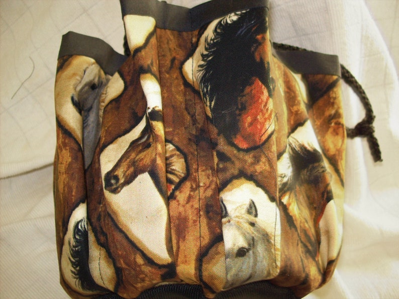 Horses in Frames Print Cloth 9 Pocket Bingo Bag