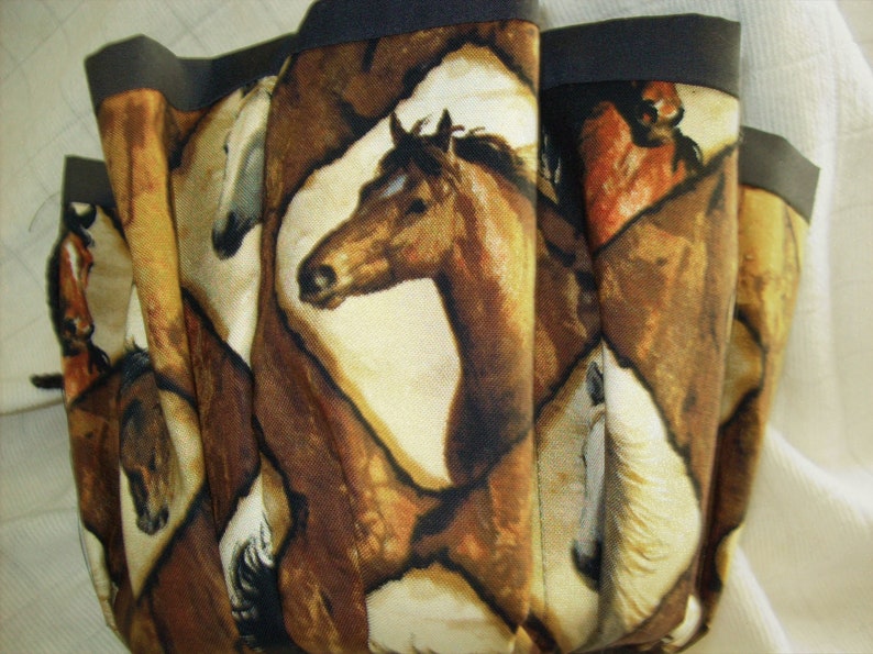 Horses in Frames Print Cloth 9 Pocket Bingo Bag
