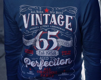 65th Birthday Gift For Men and Women - Vintage 1958 Aged To Perfection ® Mostly Original Parts T-shirt Gift More colors available V-65-1958