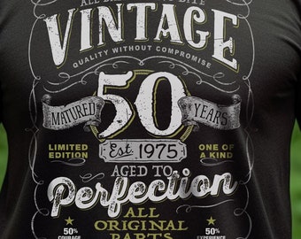 50th Birthday Shirt For Men, Vintage 1975, Aged To Perfection, Birthday Gift for Dad, Fathers 50th Birthday, Grandpa T-shirt Gift 50-1975