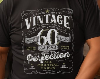 60th Birthday Gift For Men, 1964 Birthday Shirt, Vintage Aged To Perfection, Vintage 1964 Birthday Shirt for Dad, Original Parts  V-60-1964