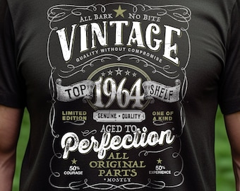 60th Birthday T-shirt For Men, Vintage 1964, 60th Birthday Gift Shirt, for Grandma, Grandpa 60th Shirt, Vintage Aged To Perfection V-1964