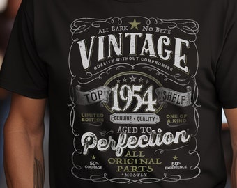 70th Birthday T-shirt For Men, Vintage 1954. 70th Birthday Gift Shirt for Grandma, Grandpa 70th Shirt, Vintage Aged To Perfection V-1954