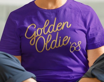 56th Birthday T-shirt, Golden Oldie '68, Birthday Gift For Grandma or Grandpa, 1968 Birthday, Aged To Perfection, Grandfather Men Gift GO-68