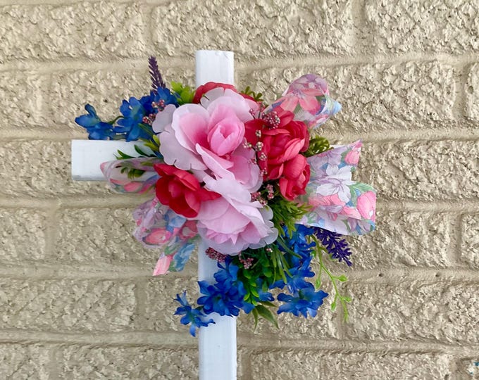 Featured listing image: cemetery flowers, cemetery decoration, memorial flowers, cross memorial, grave decoration