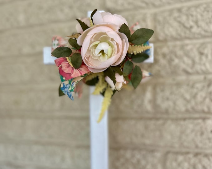 Featured listing image: Cemetery cross , grave decoration for spring, memorial for grave at the cemetery