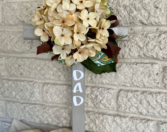 Cemetery cross , grave decoration, cross with flowers, flowers, grave marker, headstone flowers