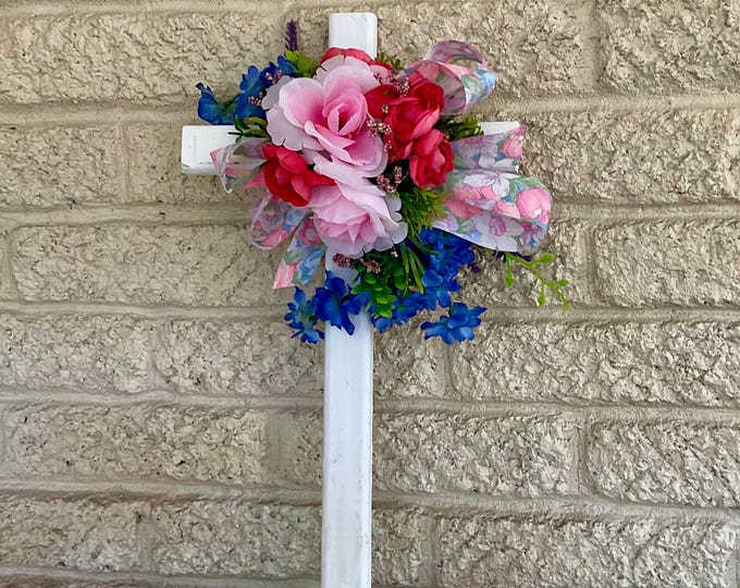Featured listing image: cemetery flowers, cemetery decoration, memorial flowers, cross memorial, grave decoration