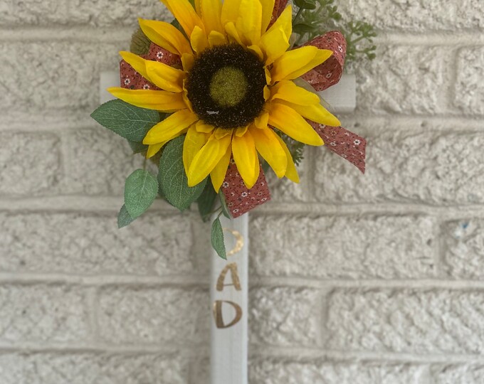 Featured listing image: Dad cemetery cross, cemetery flowers, memorial flowers for dad, cross memorial, grave decoration