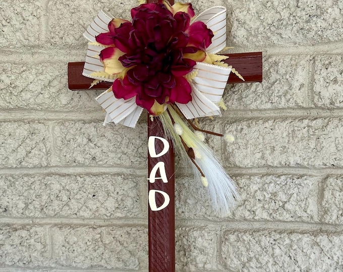 Featured listing image: Cemetery cross , grave decoration for Dad, memorial for grave at the cemetery