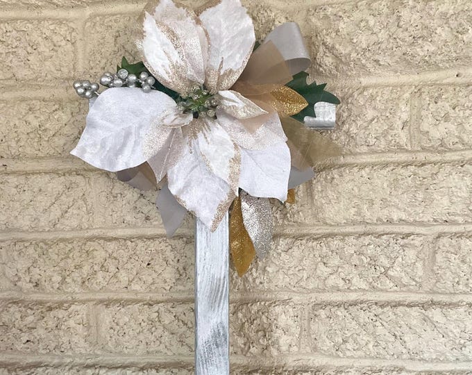 Featured listing image: Christmas Cemetery Cross: Poinsettia Christmas Grave Decoration 2025 Inventory
