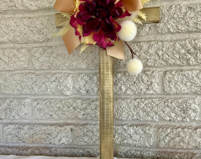 Featured listing image: Cemetery cross , grave decoration for spring, memorial for grave at the cemetery
