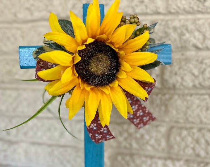 Featured listing image: Cemetery cross, cemetary decoration, memorial flowers, cross memorial, grave decoration