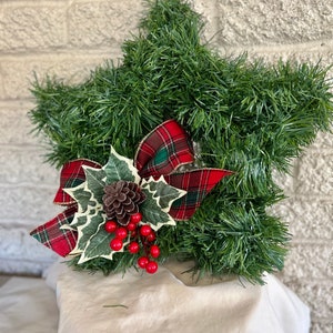 Frosted Red Poinsettia and Pine Cones Evergreen Wreath on a Tripod Metal  Stand Christmas Cemetery Wreath Winter Decoration 