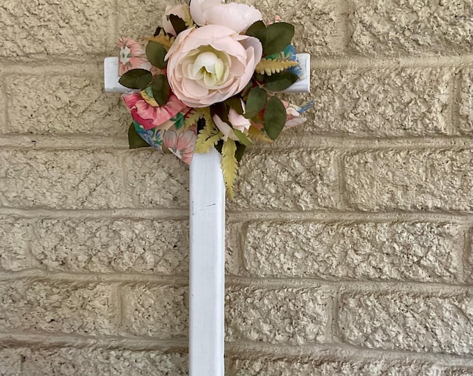 Featured listing image: Cemetery cross , grave decoration for spring, memorial for grave at the cemetery