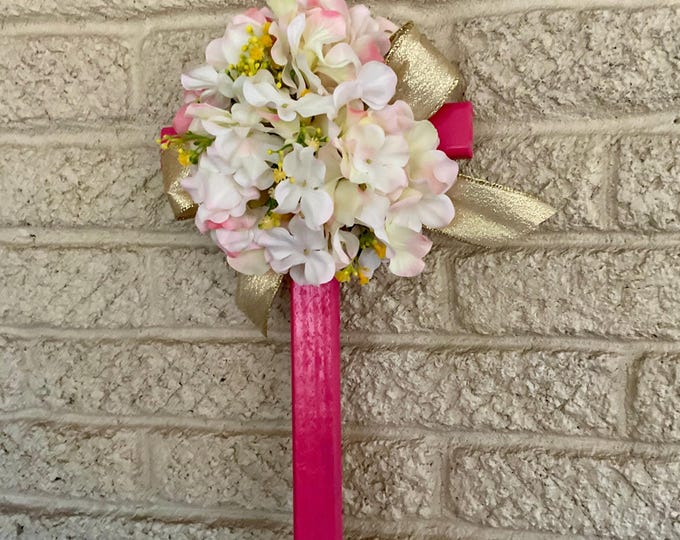 Featured listing image: Cemetery Cross: Floral Pink Grave Decoration