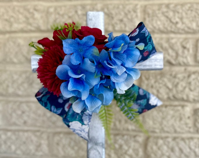 Featured listing image: cemetery cross, cemetery decoration, memorial flowers, cross memorial, grave decoration