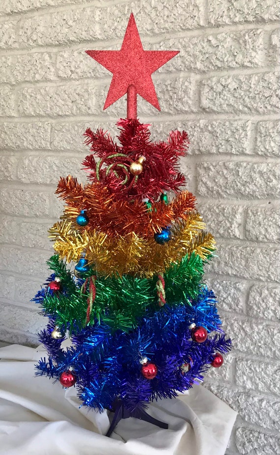 Rainbow Cemetery, Christmas tree for grave, Christmas cemetery decoration, holiday memorial