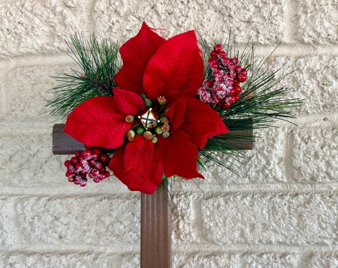 Featured listing image: Christmas Cemetery Stake:  Holiday Winter Stake Grave Decoration 18 inch