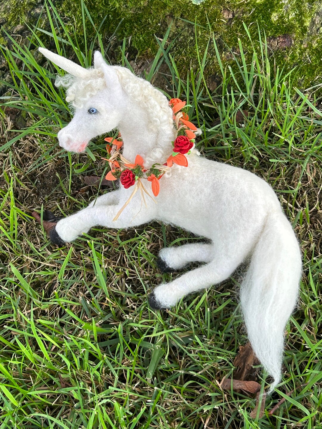 Needle Felted Unicorn, Mythical Creatures, Unicorn Art Doll, White