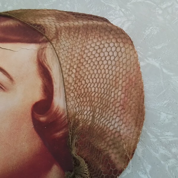 Vintage Snood / 1940's-50's / Hair Net / Turban / Head Covering / COGNAC / NOS