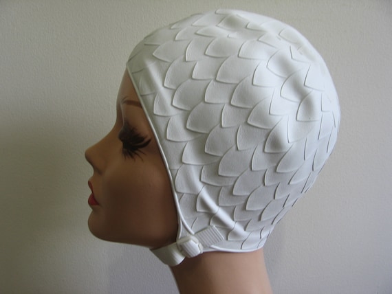Vintage Swim Cap / JANTZEN / Ivory / Chin Strap / Petals  display picture 1