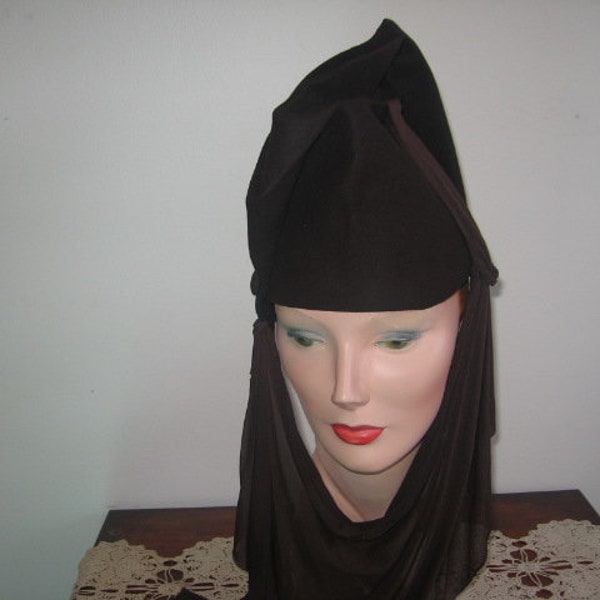 RESERVED /Please Do Not Purchase! / Balance Due / 1940's Hat / Turban Toque / Dark Brown / "Cashmere" / Scheherazade /