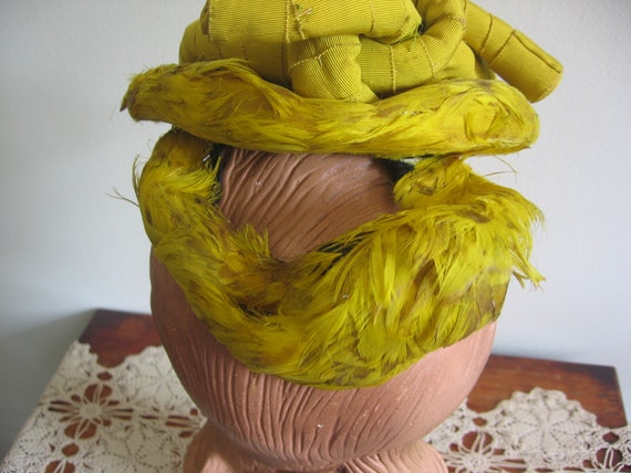 1930's-40's Hat / Mini-Sailor / Yellow Chartreuse… - image 9