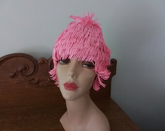 Bonnet de bain vintage / Années 1960 / Barbie / Kleinert's / Franges / Shag / Pixie / ROSE