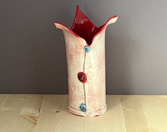 Red Tulip Ceramic Vase