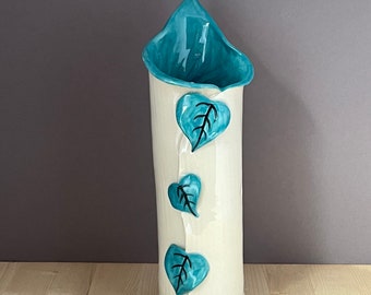 White Turquoise Lily Vase