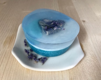 Lavender Bergamot Soap on Perfect Porcelain Plate