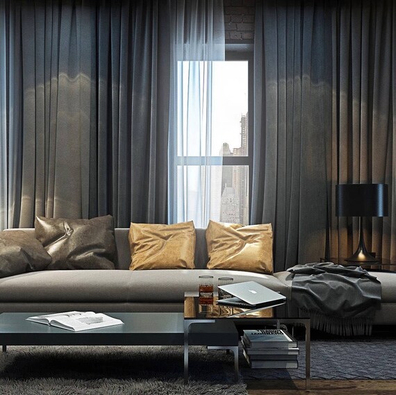 Dark Grey Luxury Velvet Curtains Velvet Curtains Curtain Etsy