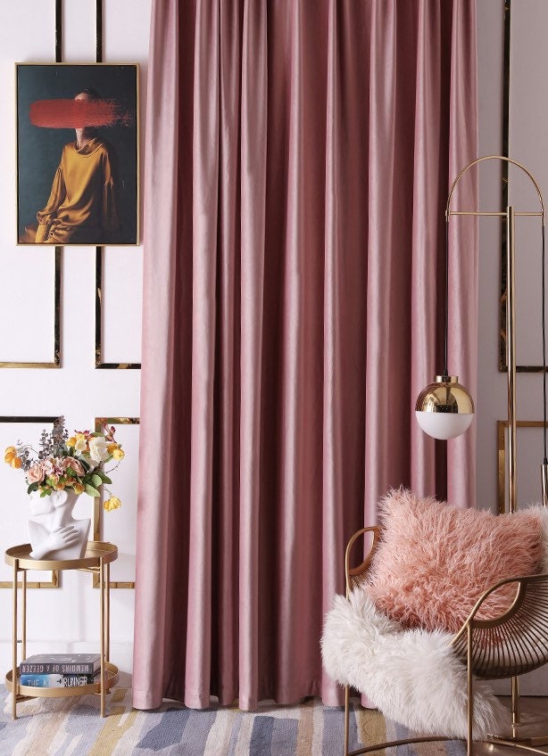 Dusty Rose Luxury Velvet Curtains Custom Made Curtain Panels