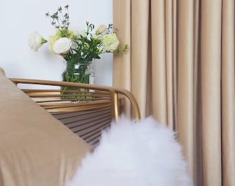 Champagne White Matte Velvet Curtains, Luxury Vintage Style Custom Made Curtain Panels