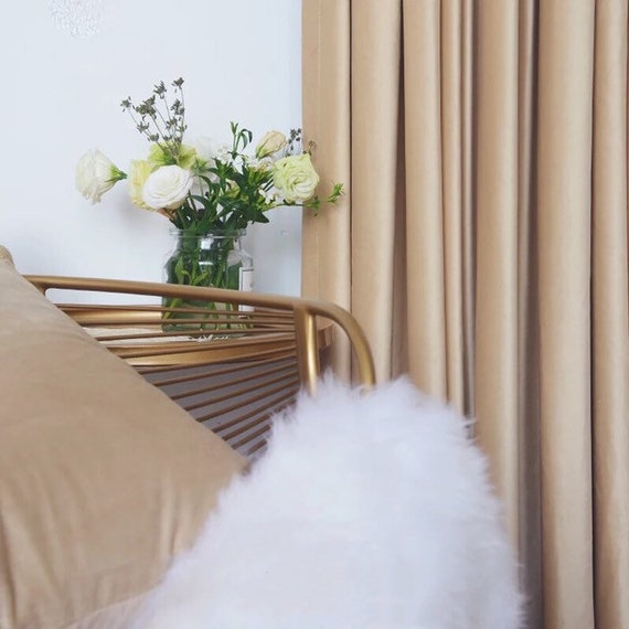 Champagne White Luxury Matt Velvet Curtains Custom Made Etsy