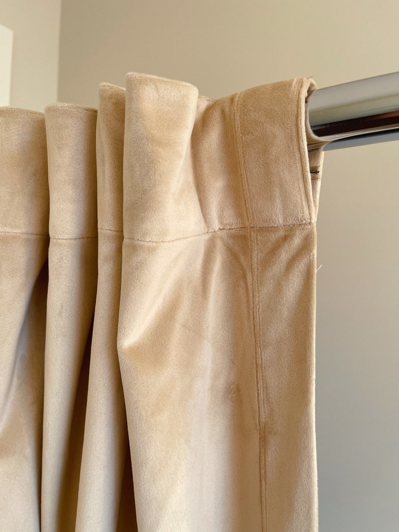 Champagne White Tab Top Curtain Panels Matt Velvet Panels in Etsy Canada