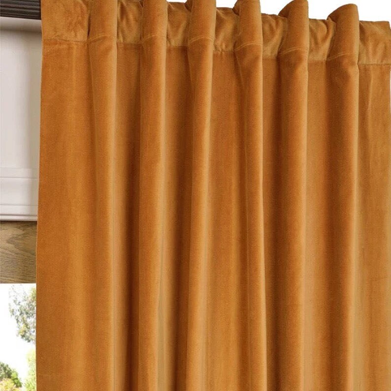 Gold Luxury Velvet Curtains Curtains Velvet Curtains Curtain Panels Rod Pocket Custom Curtains Vintage Style Gold